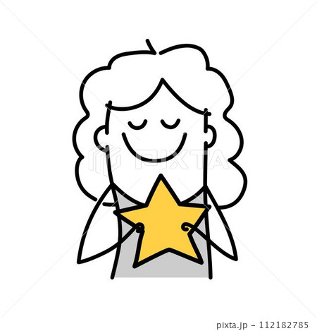 woman holding and hugging a big star. 112182785