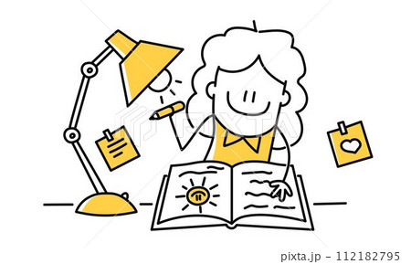 girl doing homeworkのイラスト素材 [112182795] - PIXTA
