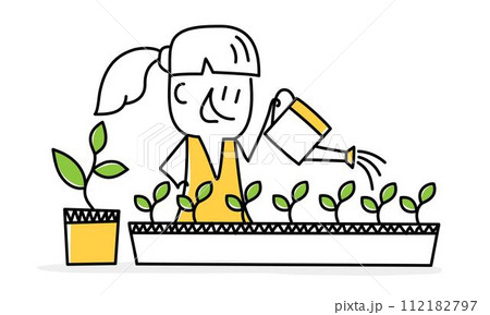 girl with a watering can 112182797