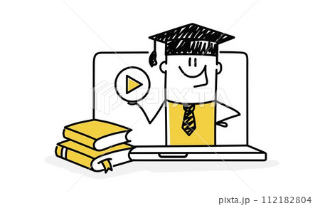 Man offers online course. Man offers online course. 112182804