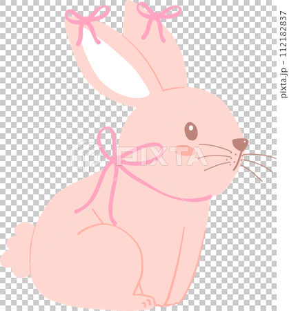Bunny Rabbit Coquette with Pink Ribbon Bow Flat Design Bunny Rabbit Coquette with Pink Ribbon Bow Flat Design 112182837