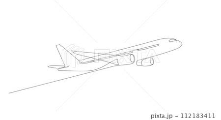 airplane take off line art continuous line drawing vector 112183411