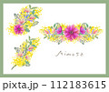 ミモザアカシア　ベクター素材　ブーケ　リース　ドライフラワー　花束 112183615