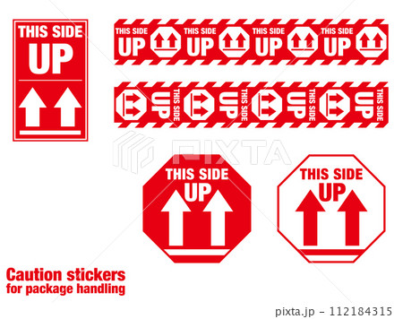 宅配荷物の注意喚起用シール、取扱注意事項:天地無用 バリエーション・セット 宅配荷物の注意喚起用シール、取扱注意事項:天地無用 バリエーション・セット 112184315