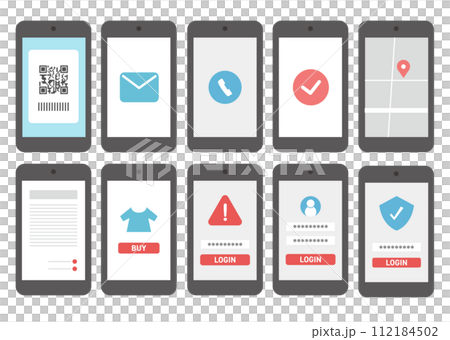 スマートフォン　アイコン　イラストセット 112184502