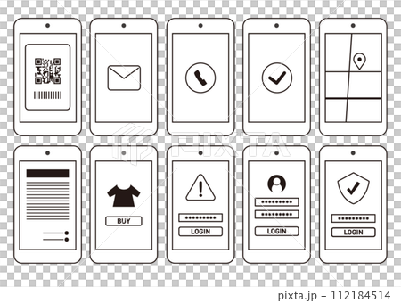 Smartphone icon illustration set 112184514