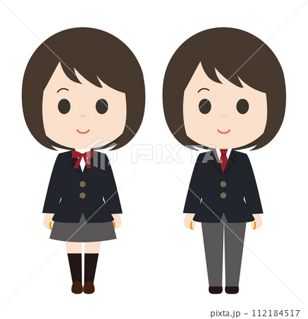 ジェンダーレス制服の学生イラスト 112184517