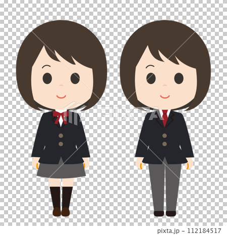 ジェンダーレス制服の学生イラスト 112184517