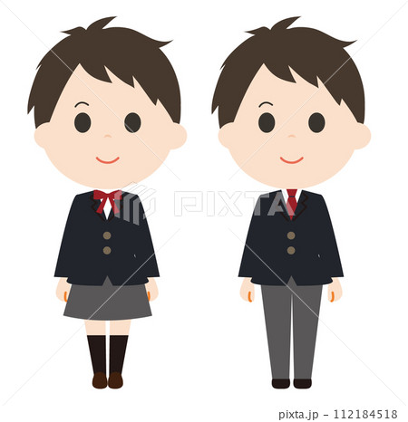 ジェンダーレス制服の学生イラスト 112184518