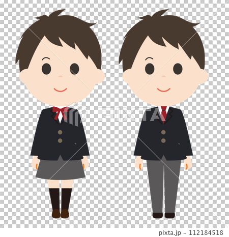 ジェンダーレス制服の学生イラスト 112184518