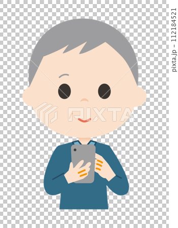 スマホを操作する高齢者イラスト スマホを操作する高齢者イラスト 112184521