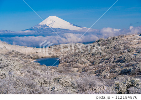 （静岡県）降雪した伊豆スカイライン・氷ヶ池　富士山眺望 112184876