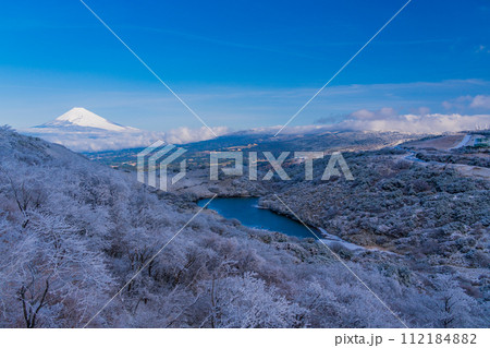 （静岡県）降雪した伊豆スカイライン・氷ヶ池　富士山眺望 112184882