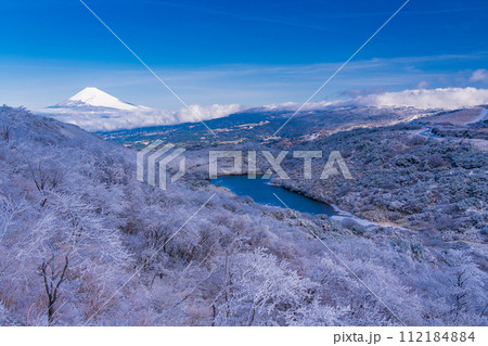 （静岡県）降雪した伊豆スカイライン・氷ヶ池　富士山眺望 112184884