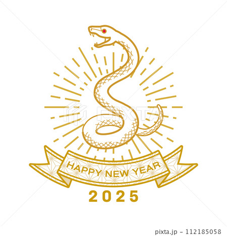 トグロを巻く白蛇 - 2025年　巳年　年賀状素材 112185058
