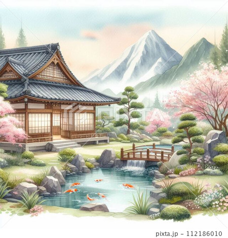 桜咲く春の寺院 112186010