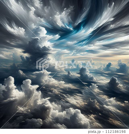 雲の上から流れる雲 112186198