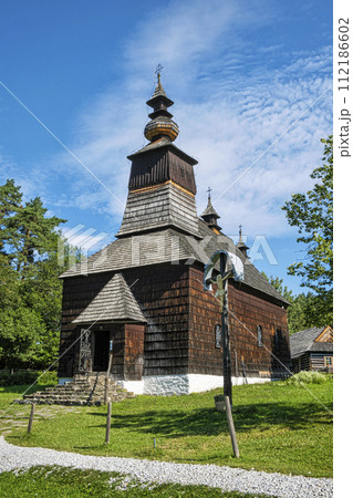 Wooden church, open-air museum in Stara Lubovna, Slovakia 112186602