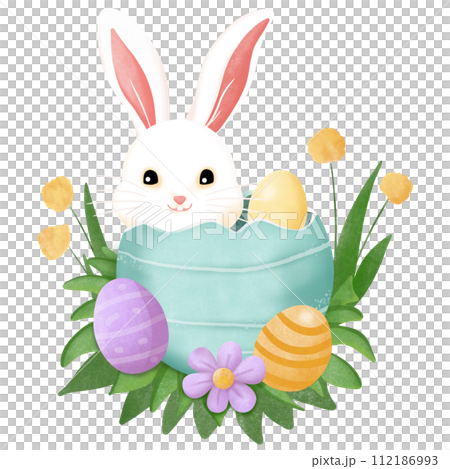 easter bunny with easter eggs easter bunny with easter eggs 112186993