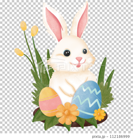 easter bunny with easter eggs easter bunny with easter eggs 112186999