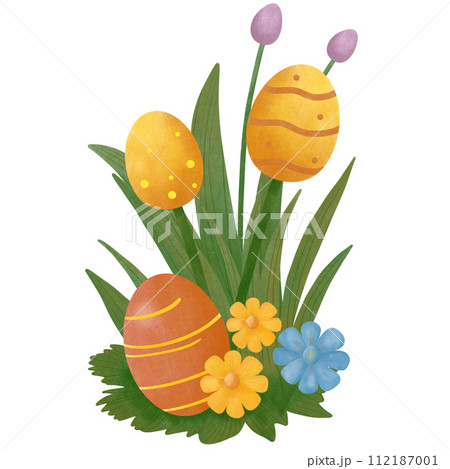 easter bunny with easter eggs	 112187001