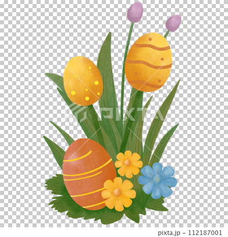 easter bunny with easter eggs	 112187001