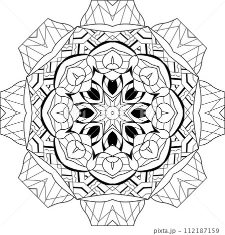 Cute Mandalas. Decorative unusual round ornaments for coloring. 112187159