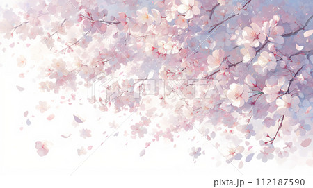 【AI生成画像・AIイラスト】水彩で描いた桜のイラスト 112187590