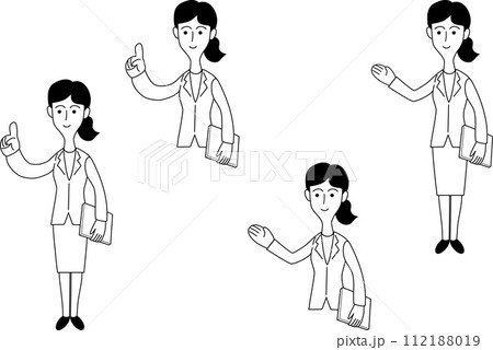 お客様を案内する女性会社員のイラスト お客様を案内する女性会社員のイラスト 112188019