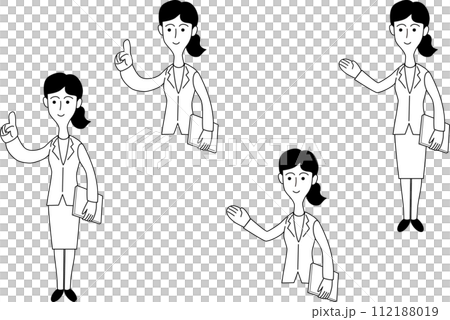 お客様を案内する女性会社員のイラスト お客様を案内する女性会社員のイラスト 112188019