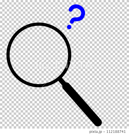 帶有小藍色仇恨標記的黑色放大鏡的簡單插圖圖標 112188741