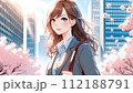 都会のアスピレーション_新卒女性社員の希望に満ちた新しいスタート_イラスト 112188791