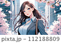 都会のアスピレーション_新卒女性社員の希望に満ちた新しいスタート_イラスト 112188809