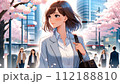 都会のアスピレーション_新卒女性社員の希望に満ちた新しいスタート_イラスト 112188810