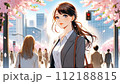 都会のアスピレーション_新卒女性社員の希望に満ちた新しいスタート_イラスト 112188815