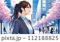 都会のアスピレーション_新卒女性社員の希望に満ちた新しいスタート_イラスト 112188825