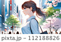 都会のアスピレーション_新卒女性社員の希望に満ちた新しいスタート_イラスト 112188826