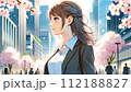 都会のアスピレーション_新卒女性社員の希望に満ちた新しいスタート_イラスト 112188827