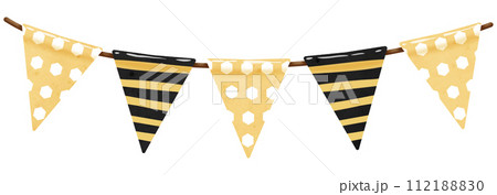 Black and yellow garland, bunting party decoration Black and yellow garland, bunting party decoration 112188830