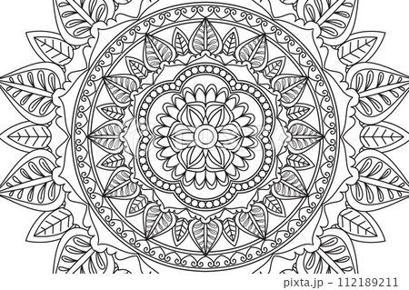 Mandala Coloring page for kids and adults Page for relaxation and meditation Mandala Coloring page for kids and adults Page for relaxation and meditation 112189211