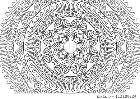 Mandala Coloring page for kids and adults Page for relaxation and meditation 112189224