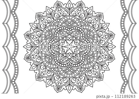 Mandala Coloring page for kids and adults Page for relaxation and meditation Mandala Coloring page for kids and adults Page for relaxation and meditation 112189263