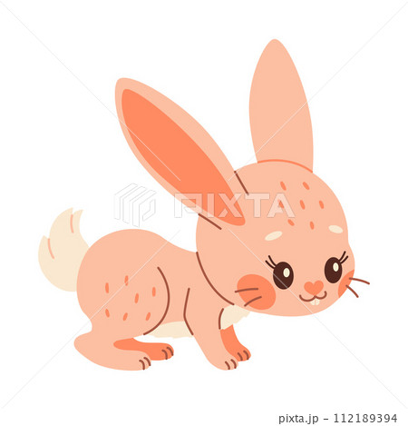 Cute rabbit. Cartoon easter Bunny. Kawaii bunny Stands on four legs, trendy flat style illustration Cute rabbit. Cartoon easter Bunny. Kawaii bunny Stands on four legs, trendy flat style illustration 112189394