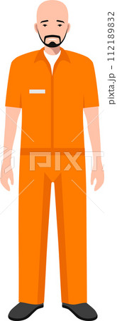 Standing Prisoner Person in Traditional in Prison Clothes Character Icon in Flat Style. Vector Illustration. Standing Prisoner Person in Traditional in Prison Clothes Character Icon in Flat Style. Vector Illustration. 112189832