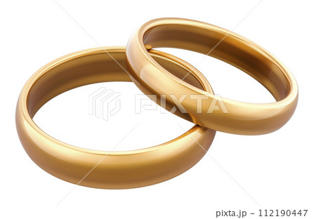 Wedding rings his and hers matching set, 3D rendering 112190447