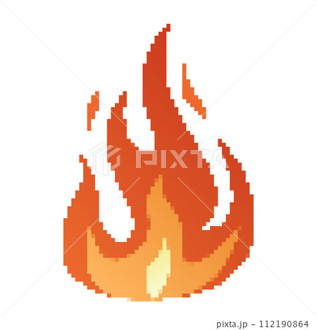 Pixel Fire flames, bright fireball, heat wildfire and red hot bonfire, red fiery flames. Pixel Fire flames, bright fireball, heat wildfire and red hot bonfire, red fiery flames. 112190864