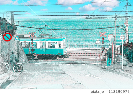 湘南海岸　鎌倉高校前駅踏切 112190972