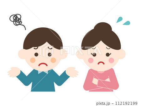 困っている若い男女のイラスト 112192199