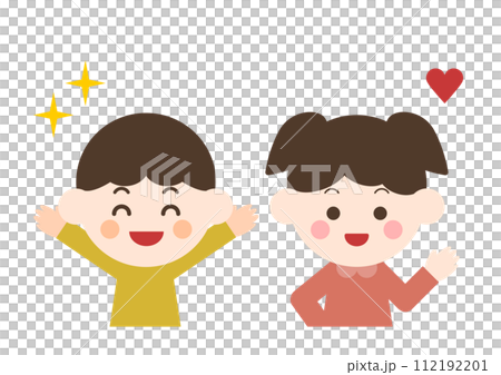 一個快樂的男孩和女孩的插圖 112192201