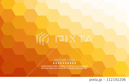 Orange hexagons abstract background, geometric background, orange banner, poster design 112192206